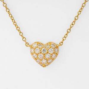 Collier pendentif cœur élégant en or jaune 14 carats avec diamant de laboratoire 0,40 ct, serti pavé, certifié IGI, pour usage quotidien, luxe discret - Product Image 2