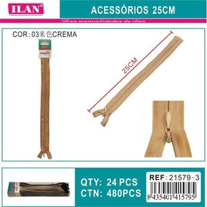 Cerniera invisibile Ilan color crema 25 cm per cucito e artigianato - Product Image 3