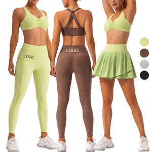 Conjunto Deportivo de Yoga de Lujo de 5 Piezas para Mujer, Sujetador Deportivo Cruzado + Chaqueta Deportiva con Pantalones Cortos de Gimnasio + Leggings de Yoga - Product Image 5