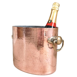 Hammered Brass Antique Round Beverage Tub Wine Chiller <b>Beer</b> Ice <b>Bucket</b> with Ring Handles for Wedding Party Events - Product Image 4