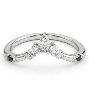 PT950 Platinum Marquise & Round Lab Grown Diamond Ring | 0.12 CT Fine Jewelry - Product Image 1