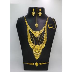 Indian Classic <b>Jewelry</b> Gold Plated Trendy Pure Brass Dubai <b>Bridal</b> Wedding Wear <b>Jewelry</b> <b>Set</b> High Quality Necklace <b>Set</b> Wedding <b>Set</b> - Product Image 6