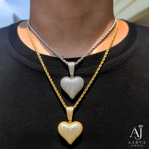 Collier pendentif cœur en argent plaqué or 18 carats avec incrustation de moissanite, chaîne micro-pavée tendance style hip-hop pour femme, cadeau d'anniversaire - Product Image 2
