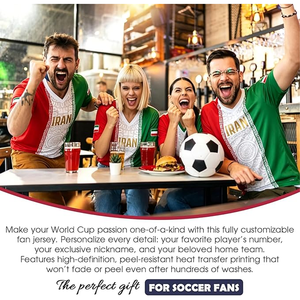 Maillot de football à col en V de l'équipe nationale d'Iran pour homme, personnalisable avec nom et numéro, en polyester sublimé, toutes saisons, coupe adulte - Product Image 6