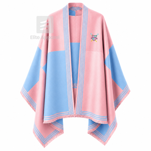 Capa de la hermandad Gamma Phi Delta con logotipo bordado en la parte delantera, en bloques de color rosa y azul claro, para ropa griega femenina. - Product Image 1