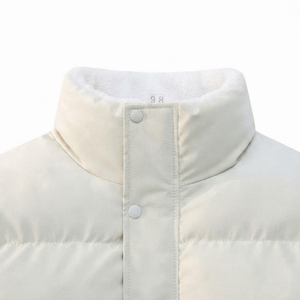 Unisex Winter Puffer <b>Jacket</b> Stand Collar <b>Thick</b> <b>Fleece</b> Lining Zipper Closure Casual Loose Fit Warm Outerwear - Product Image 4
