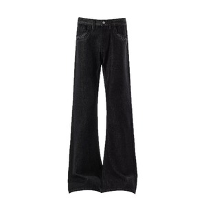 Pantalones Vaqueros Negros de Pierna Recta, Estilo Vintage, para Verano, Otoño e Invierno, Nueva Tendencia Urbana, Tejido Lavado, Corte Bootcut, Unisex, Hip Hop - Product Image 3