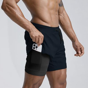 กางเกงวิ่งผู้ชายแบบแห้งเร็ว น้ำหนักเบา ระบายอากาศได้ดี กางเกงสามส่วน มีกระเป๋าสองด้าน สำหรับผู้ชาย - Product Image 2