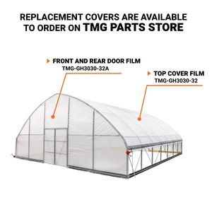 30FT X 30FT Cold Frame <b>Greenhouse</b> for Grow Tent 6 Mil Clear EVA <b>Plastic</b> Film Hand Crank Roll Sides Peak Ceiling Roof with Iron - Product Image 6