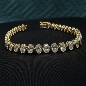 Pulsera de Diamantes Ovalados de 10.04 CT en Oro Amarillo de 14K, Joyería Fina de Lujo, Pulsera para Aniversario de Bodas - Product Image 5