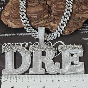 Pendentif lettre DRE en moissanite taille brillant rond, en argent 925 plaqué rhodium, breloque hip-hop pour homme, usage quotidien - Product Image 3