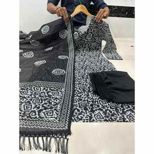 แฟชั่น Kota checks ดิจิตอลพิมพ์ด้านบนด้านล่างกับ dupatta สีดำ - Product Image 1