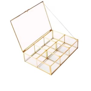 Rectangular Metal Glass Jewelry Storage Organizer <b>Box</b> for Rings <b>Earrings</b> Necklace Accessories - Product Image 2
