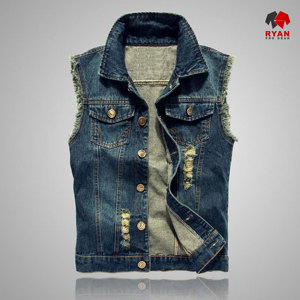 Gilet en jean personnalisé Ryan Pro Gear pour hommes, tissu confortable et respirant avec logo personnalisé - Product Image 5