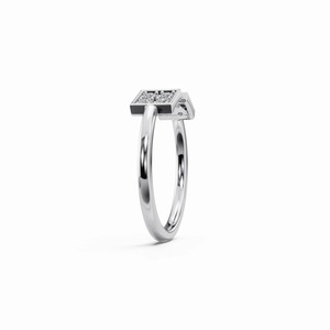 14K White Gold Lab Grown Diamond Square <b>Open</b> Cuff <b>Ring</b> IGI Certified Adjustable <b>Ring</b> - Product Image 3