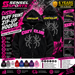 Sudadera con capucha para hombre, de alta calidad, personalizada, estilo vintage, con estampado en relieve, de algodón y forro polar, de peso pesado, de secado rápido, transpirable, con cremallera completa. - Product Image 1