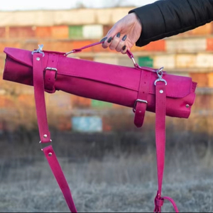 Sac de rangement pour couteaux en cuir véritable personnalisé, fait main, avec bandoulière réglable, étui pour couteaux de chef LKR-0288 - Product Image 1