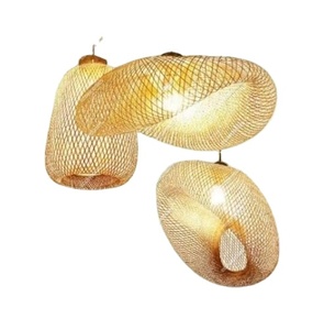 Design Style Bamboo Lighting <b>Vintage</b> Hand Made Rattan Drop <b>Lights</b> for Bedroom Retro Bamboo Rattan Lamp Rattan Ceiling Lamp - Product Image 1