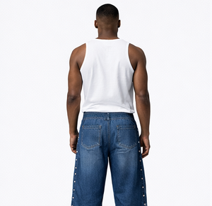 Custom Wholesale Men’s Baggy Denim Jorts Wide Leg Streetwear Jean Shorts Loose Fit Hip Hop Bermuda Denim Shorts OEM - Product Image 3