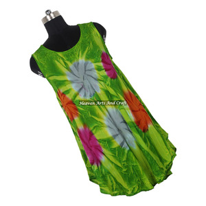 Robe parapluie en rayonne pour femme, style indien, motif tie-dye coloré, tenue de plage - Product Image 4