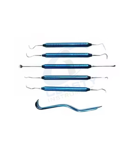Kit d'instruments chirurgicaux dentaires manuels pour laboratoire dentaire, comprenant des élévateurs et des pinces bleus à poignée ergonomique - Product Image 4