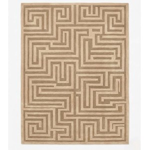 Contemporary Modern Tufted Area Carpet Solid Beige Geometric Rug Maze Pattern Plush Living Room Bedroom Office Floor Decor Rug - Product Image 1