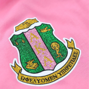AKA 1908 Pink Long Sleeve Jersey Women Chenille Embroidery Greek Sorority Apparel Football Style Shirt Premium Fit - Product Image 5
