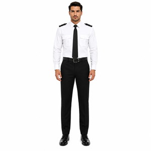 Conjunto de Camisa y Pantalón de Algodón Personalizado para Hombre, Uniforme de Seguridad Casual de Manga Larga con Epaulettes, Ropa de Trabajo Profesional para Guardias, Detección de Agujas - Product Image 1