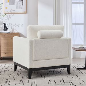 Poltrona singola moderna in stile farmhouse da 35,4 pollici di larghezza, con gambe nere e base in legno, ideale per la lettura nel soggiorno - Product Image 4