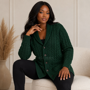 Cosh International Sisterhood Sorority Cárdigan de Punto Acrílico con Cuello Bufanda de Color Sólido, Manga Larga, Estilo Clásico de Invierno - Product Image 5