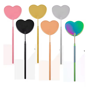 Handheld Metal <b>Makeup</b> <b>Mirror</b> Single Side Colorful Flat Design Pink Black Gold Rose Silver Rainbow Finish - Product Image 4
