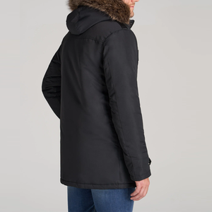 Global Industry Men's Black Puffer Parka <b>Jacket</b> <b>Fur</b> <b>Hood</b> Windproof Casual Winter Coat Plus Size Zipper Closure Customized Logo - Product Image 4