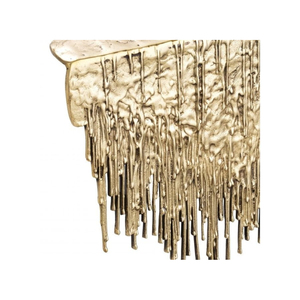 Table console décorative abstraite en or champagne avec franges, sculpture moderne en métal pour salon, entrée, hall d'hôtel. - Product Image 4