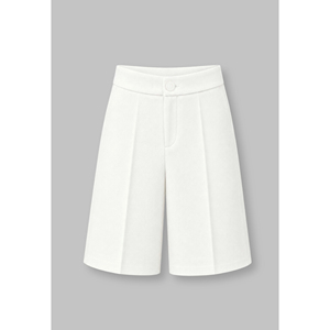 Shorts Bermuda Femme Taille Haute Blanc Basique en Polyester Coupe Ajustée Style Smart Casual pour Usage Quotidien EVAN - Product Image 2