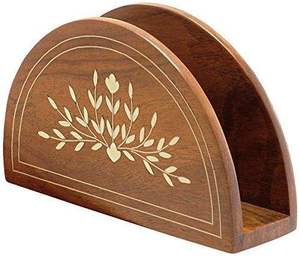 Wooden Tissue <b>Box</b> Holder With <b>Floral</b> Inlay Design Traditional Chinese Style Free Standing Decorative Organizer use Home Hotel - Product Image 1