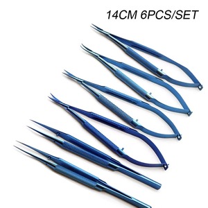 Ensemble d'instruments de microchirurgie manuels de 14 cm, 6 pièces : Ciseaux, Pince porte-aiguille, Pince à dents pour plateforme, pour la chirurgie générale - Product Image 6