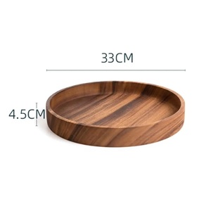 Eco-Friendly Round Wooden Tray Handcrafted <b>Decorative</b> Dish with Scenic Pattern Modern Design Movable <b>Kitchen</b> Hotel Event Use - Product Image 2