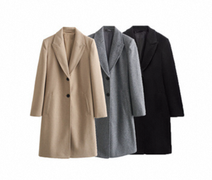 Manteau Trench Vintage Kaki SE1205 – Élégant, Modeste, Personnalisable, Haut de Gamme, Nouveauté Aïd, Prix Usine, Motif Géométrique - Product Image 2