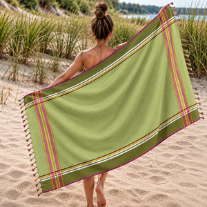 Serviette Kikoy turque OEM 100% coton de qualité supérieure, rayée, moderne, écologique, séchage rapide, 160 GSM, pour la plage, au prix d'usine - Product Image 1