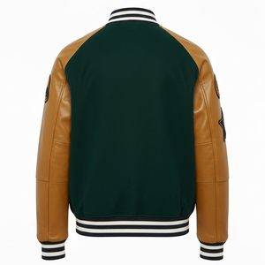 Custom <b>Men's</b> Y2K Streetwear Letterman Varsity <b>Jacket</b> Chenille Patch Embroidery <b>Leather</b> Sleeve Bomber With Free Mockup - Product Image 3