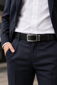 Cinturón Automático para Hombre con Hebilla de Aleación Negra, Ajustable, Casual, para Negocios, Impermeable, Ligero y Duradero - Product Image 4