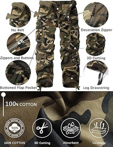 Pantalons cargo en coton pour hommes, très tendance, dernières créations, pantalons de travail, pantalons cargo camouflage tendance pour hommes - Product Image 5