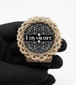Luxury Unisex Quartz ETA Movement Glass Throne <b>Watch</b> <b>Black</b> Rubber Strap Silver Analog Water Resistant Hip Hop Fashion Timepiece - Product Image 1