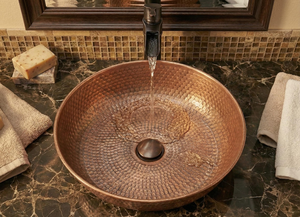 Hammered Copper Sink Vintage Bathroom Sink Handcrafted <b>Round</b> Vessel <b>Basin</b> Rustic Luxury Copper Wash <b>Basin</b> Decorative <b>Round</b> Sink - Product Image 3