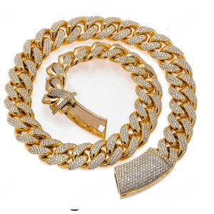 สร้อยคอแบบ Cuban Link ขนาด 22 มม. 22 นิ้ว เงินแท้ 925 ชุบทอง ประดับเพชร Moissanite เกรด VVS สไตล์ฮิปฮอป สำหรับทั้งชายและหญิง - Product Image 1