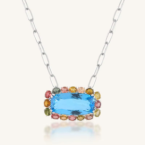 Colgante de Topacio Azul y Turmalina Multicolor en Plata de Ley 92.5 KLSP-50588 - Product Image 6