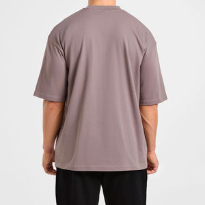 Men's Oversized Solid Color Short Sleeve T-Shirt O-Neck Casual Style 100% Cotton Jersey Knitted Fabric T-shirts for men - Product Image 3