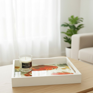 Plateau de table basse laqué de haute qualité - Illustration unique de poisson Koi - Plateau de rangement décoratif pour maison moderne - Product Image 6