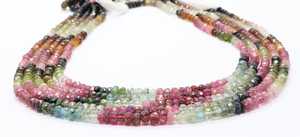 Cuentas facetadas de turmalina multicolor natural de 5 mm, cuentas sueltas de turmalina sandía para la fabricación de joyería, por mayor. - Product Image 2
