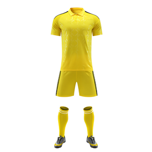 Maillots de football personnalisés pour garçons, manches courtes, uniformes d'équipe, vente en gros, service OEM, kits de football jaunes - Product Image 4